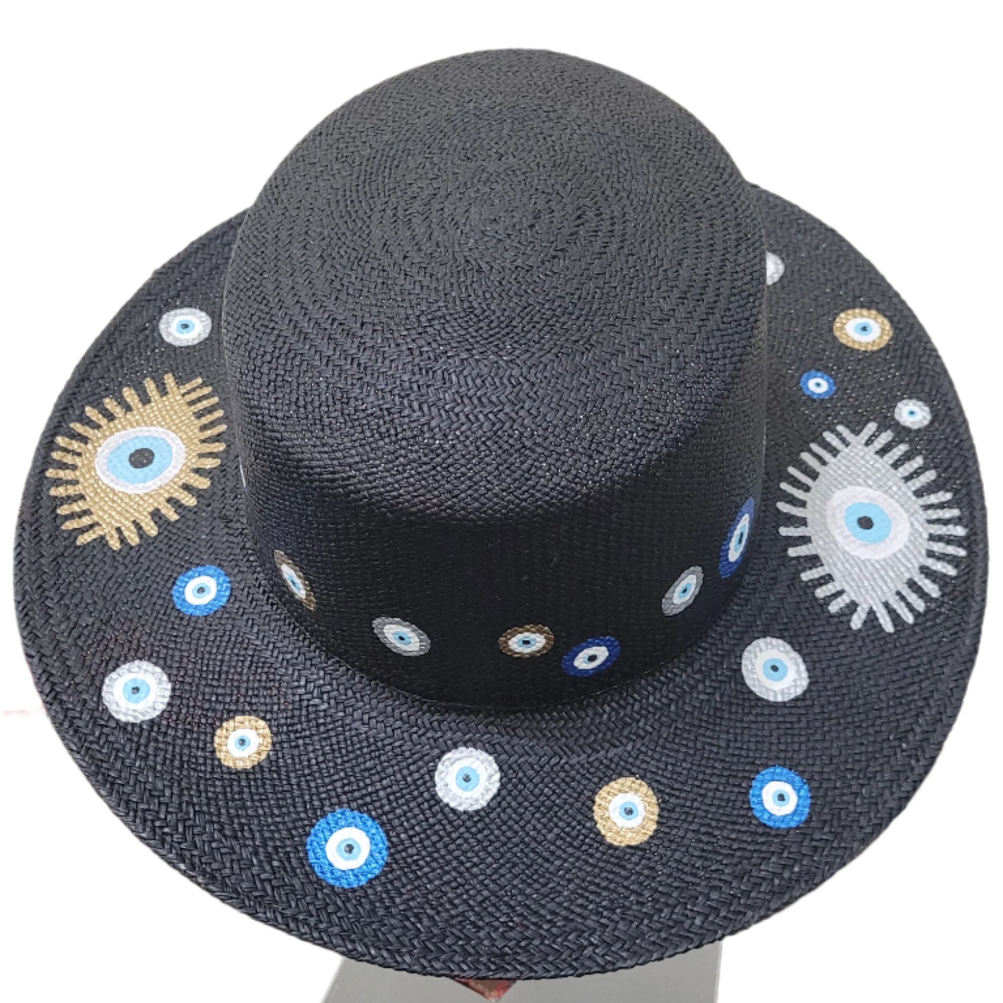 Hand Painted and Handwoven 100% Toquilla Straw Hat TROPICANA Hand-Woven Sun Hat With Asymmetric Crown and  main image 3